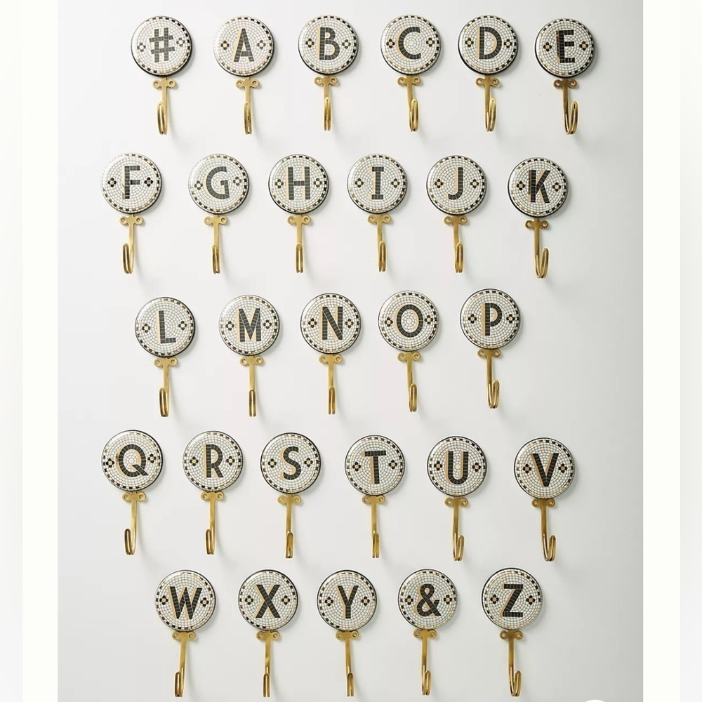 Anthropologie Bistro Tile Monogram Hook # NWT